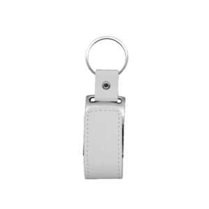 Charlie - Leather & Metal Keyring USB - White