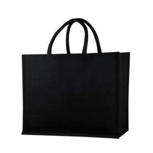 Blak - Wide Laminated Jute Bag (Black)