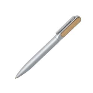 Trento - Matte Finish Metal Ball Point Pen with Bamboo - Silver