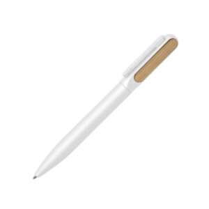 Trento - Matte Finish Metal Ball Point Pen with Bamboo - White