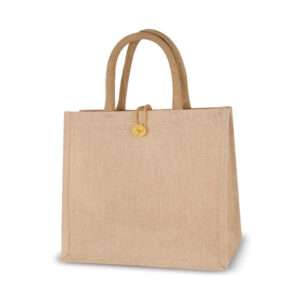 Lamina - Square Laminated Juco Bag with Button Loop (Natural)