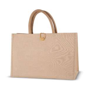 Powell - Wide Laminated Juco Bag with Button Loop (Natural)