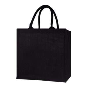 Qubek - Square Laminated Jute Bag (Black)