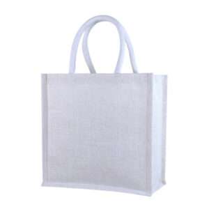 Josef - Square Laminated Jute Bag (White)