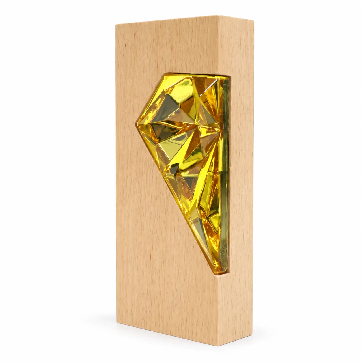 Beech Wood & Amber Crystal Diamond Award - Image 3