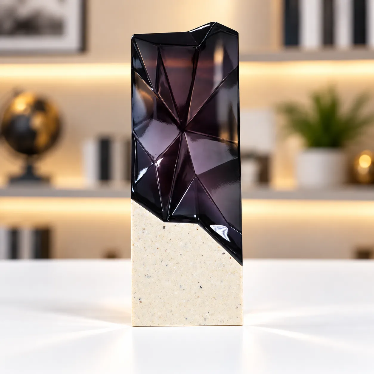 Black Faceted Prism Crystal Award - Image 2