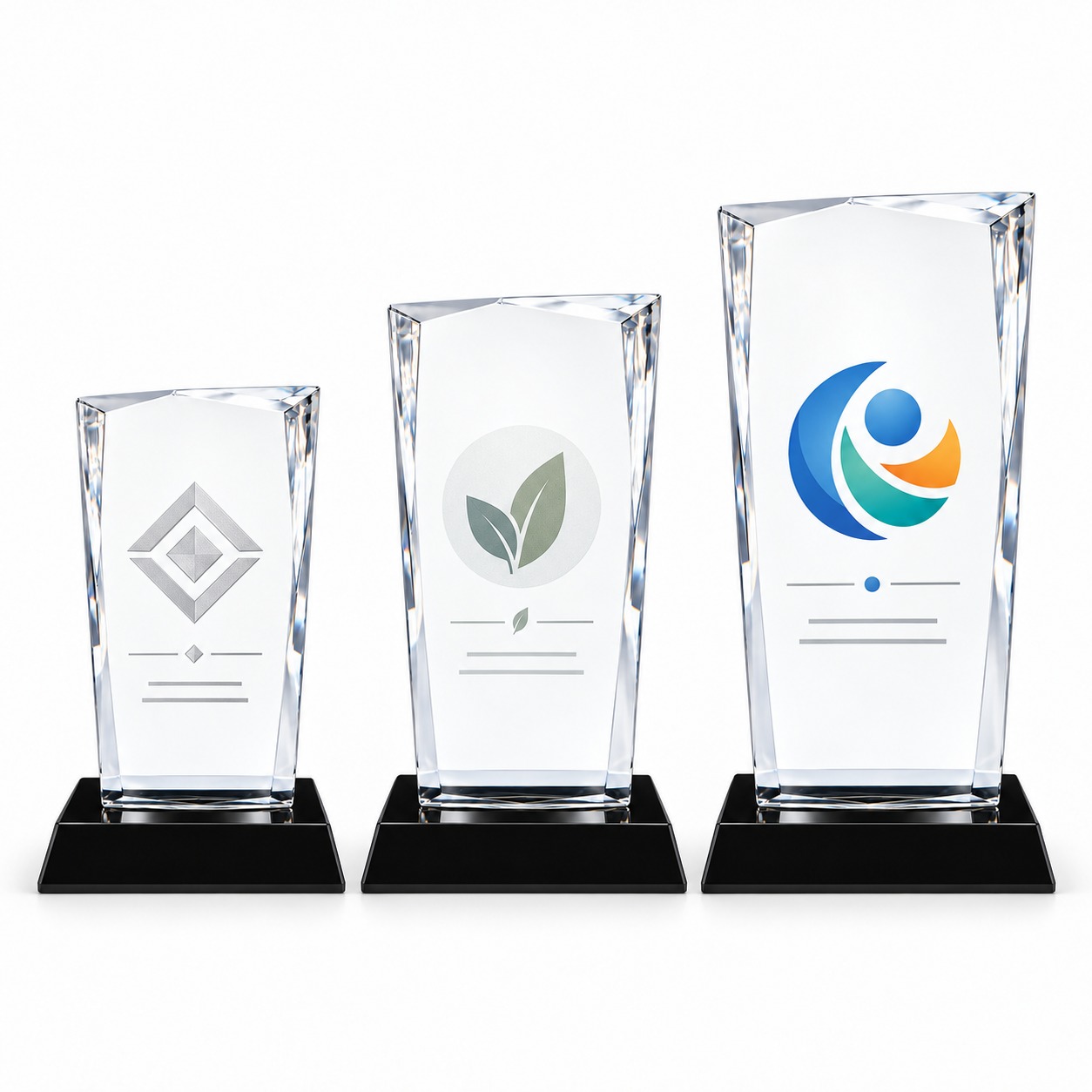 Rectangular Crystal Glass Award with Black Base - Image 2