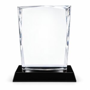 Rectangular Crystal Glass Award with Black Base