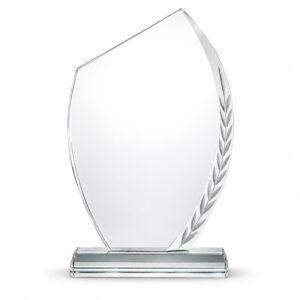 Asymmetrical Laurel Crystal Glass Award