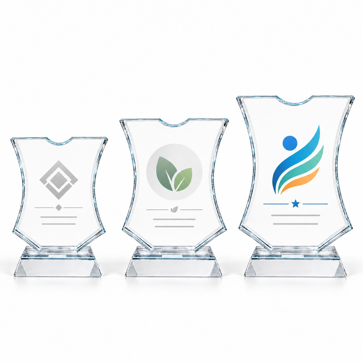 Curved Crystal Glass Award with Clear Base - Image 2