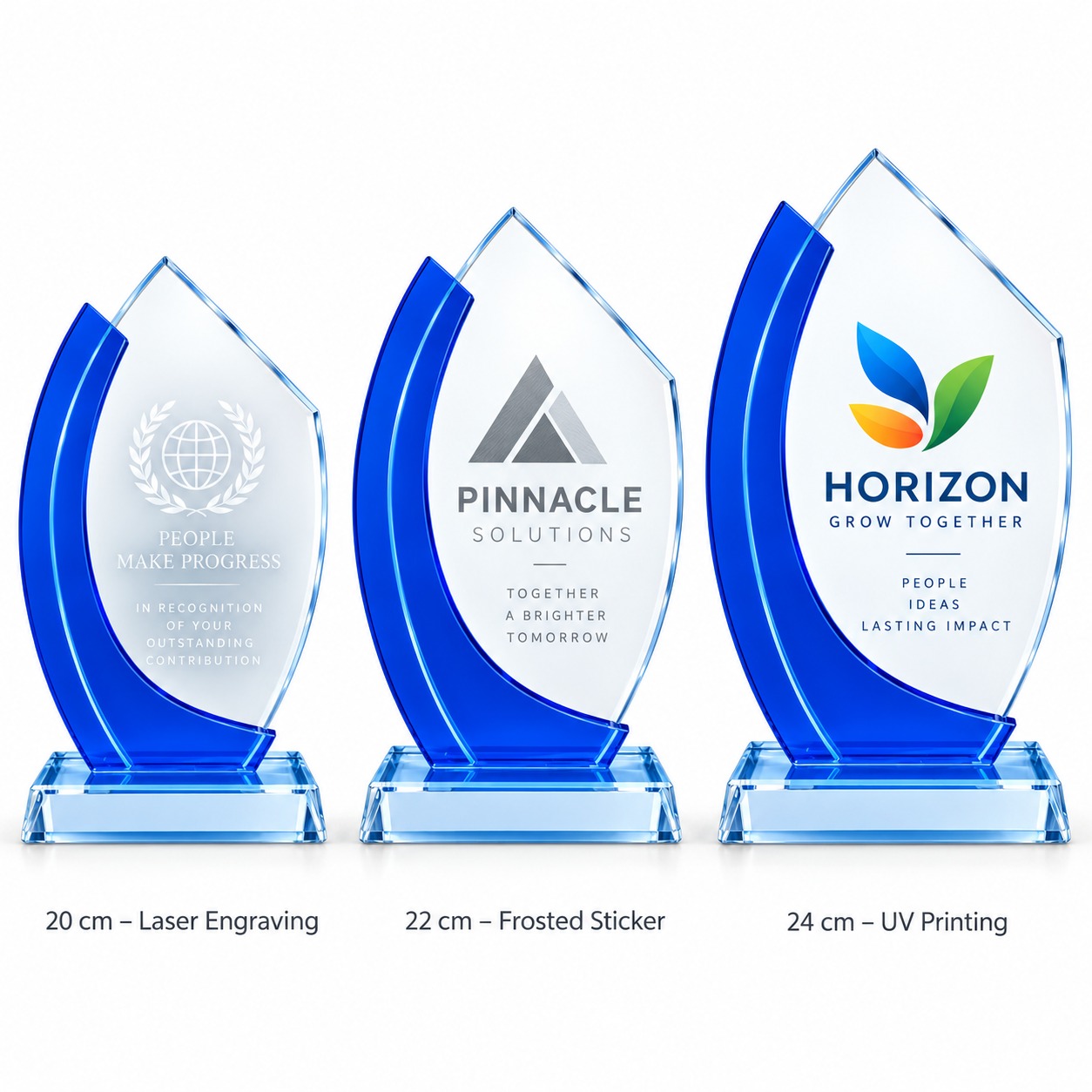Blue Pointed Crystal Glass Award - Image 2