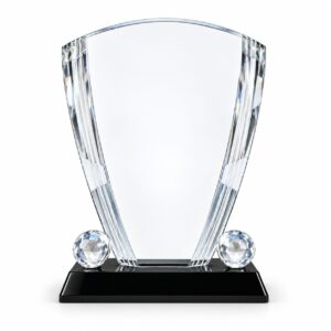 Curved Crystal Glass Award with Decorative Balls