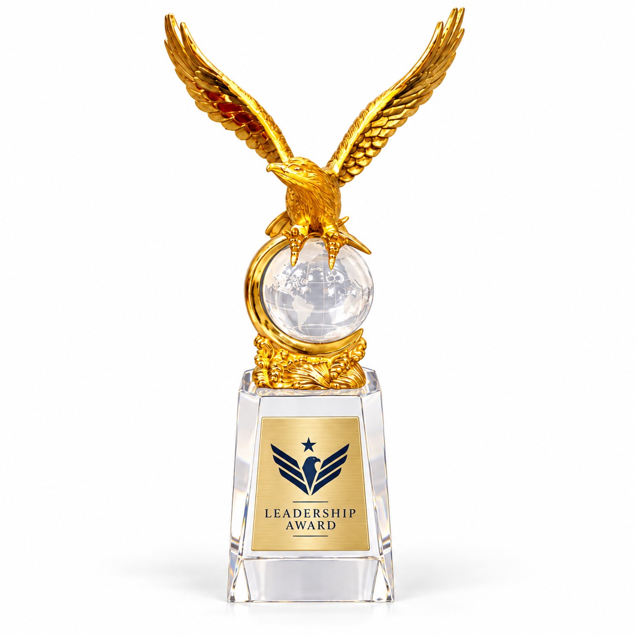 Gold Eagle and Globe Crystal Trophy - Image 2
