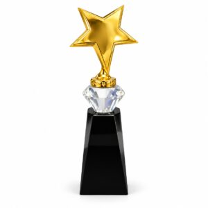 Gold Star Trophy with Crystal Centre