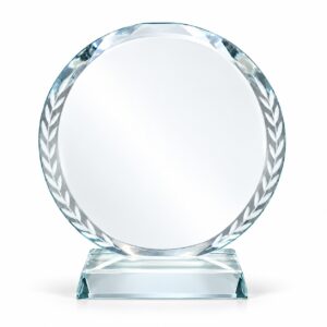 Round Laurel Crystal Glass Award