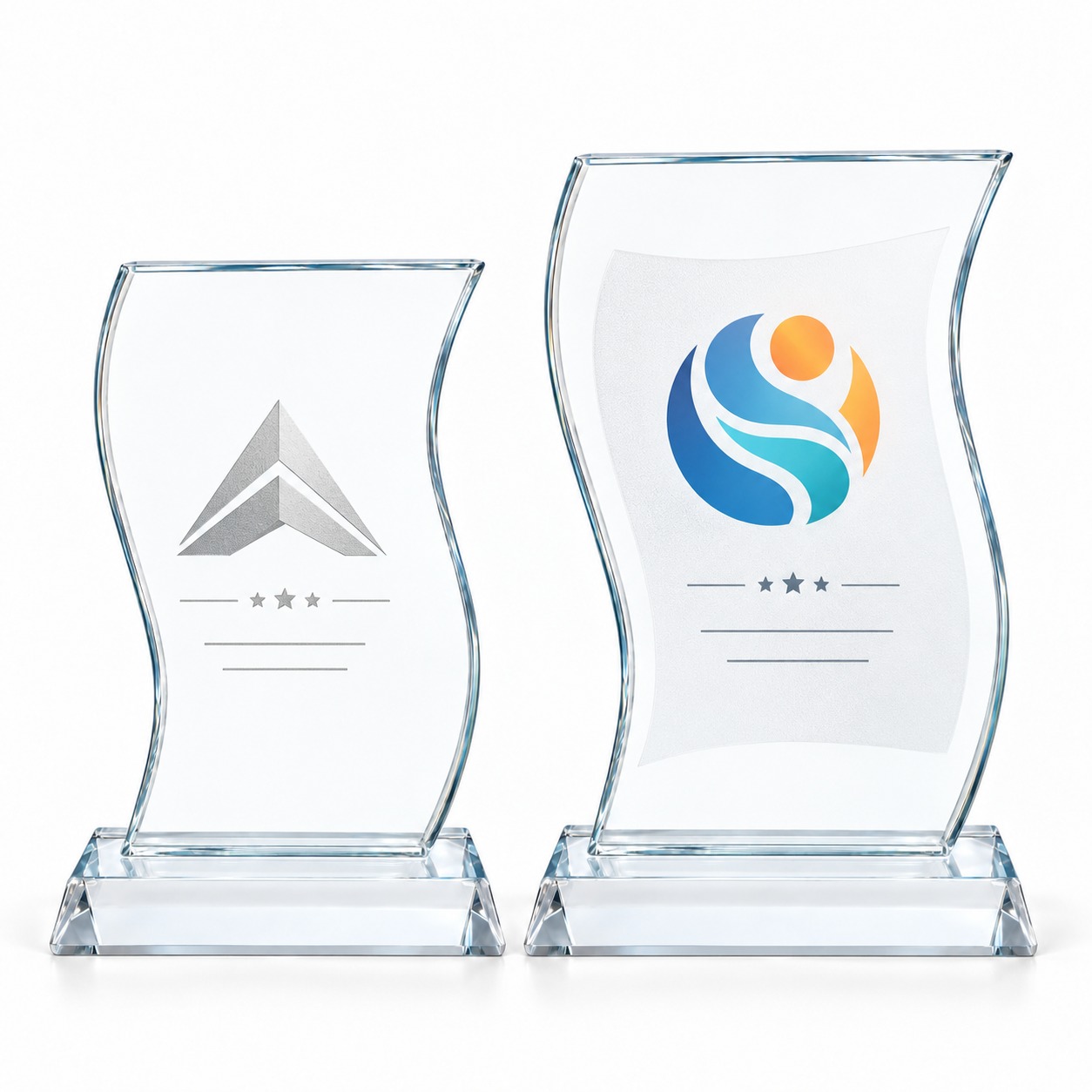 Wave-Shaped Crystal Glass Award - Image 2