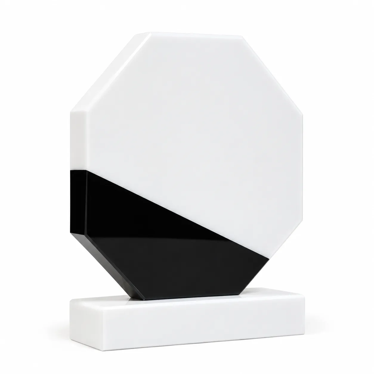 White Marble Octagonal Crystal Award - Image 2