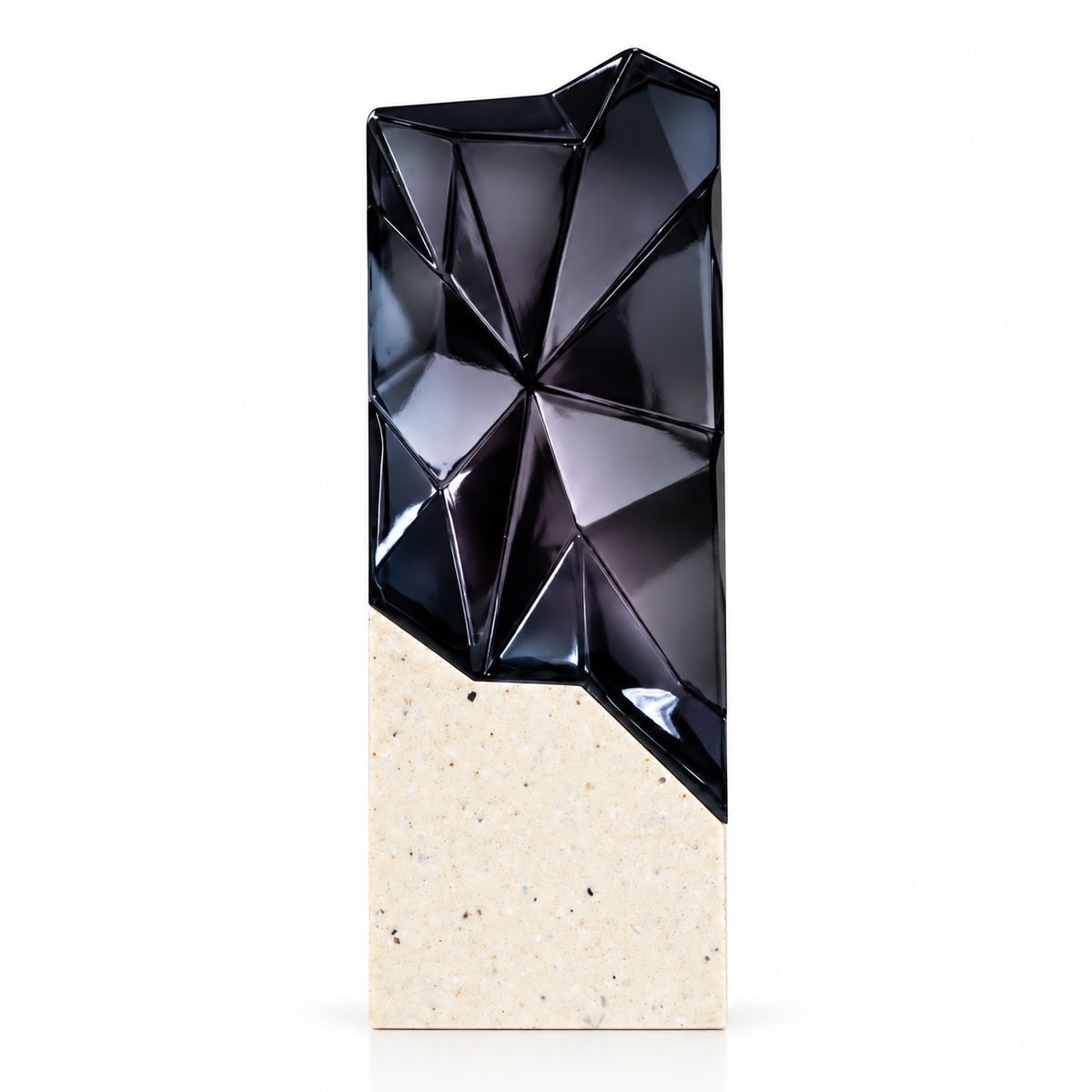 Black Faceted Prism Crystal Award