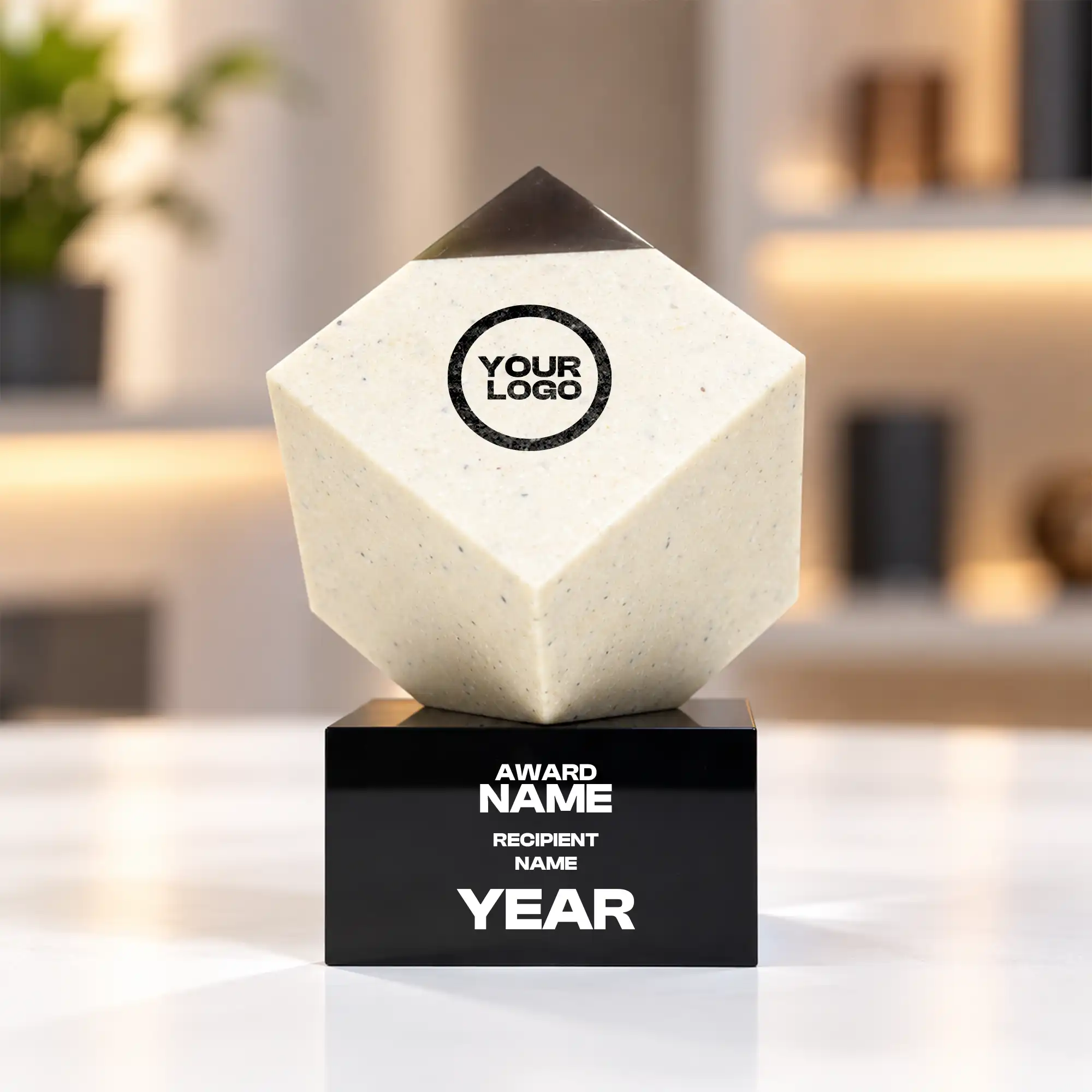 Diamond Corner Crystal Award with Black Base - Image 3