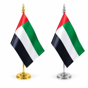 UAE Table Flag with Gold or Silver Stand