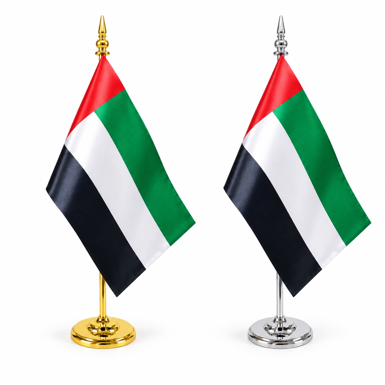UAE Table Flag with Gold or Silver Stand