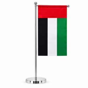 UAE Telescopic Table Flag with Silver Stand