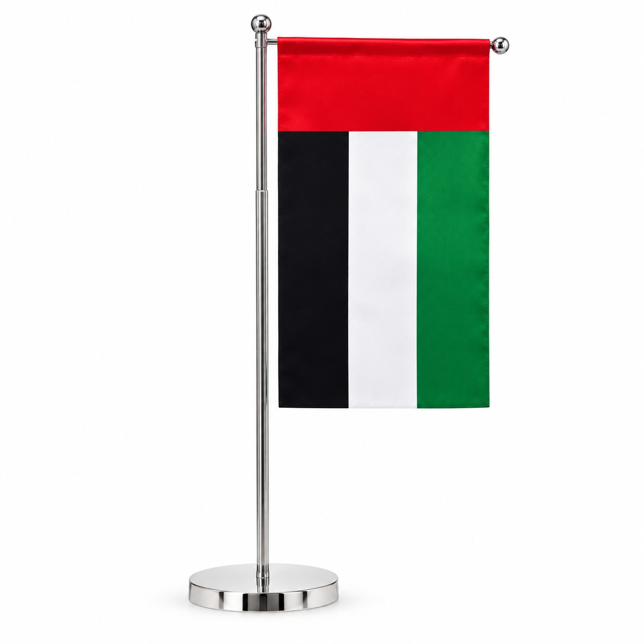 UAE Telescopic Table Flag with Silver Stand